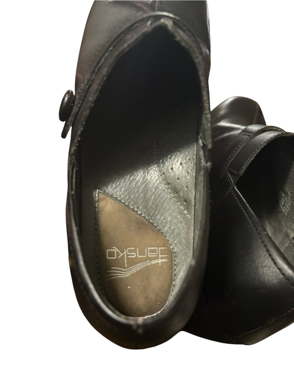 Dansko Solstice Black Leather Button Clogs - Size 38 (US Women's 7.5-8) - Picture 4 of 10